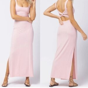 New L*Space Mara Cutout Midi Dress in Rose Quartz NWT Large